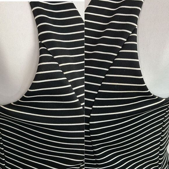 Mi Ami Black White Striped Sleeveless Fit and Flare Dress Medium - Picture 2 of 6